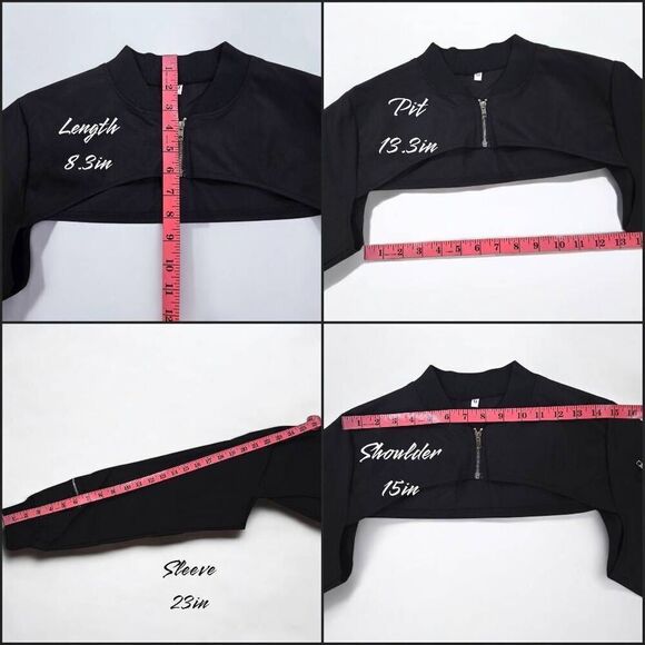 Women's Mock Neck Zip-Up Cropped Jacket(S009)-Size M for Women - Picture 8 of 9